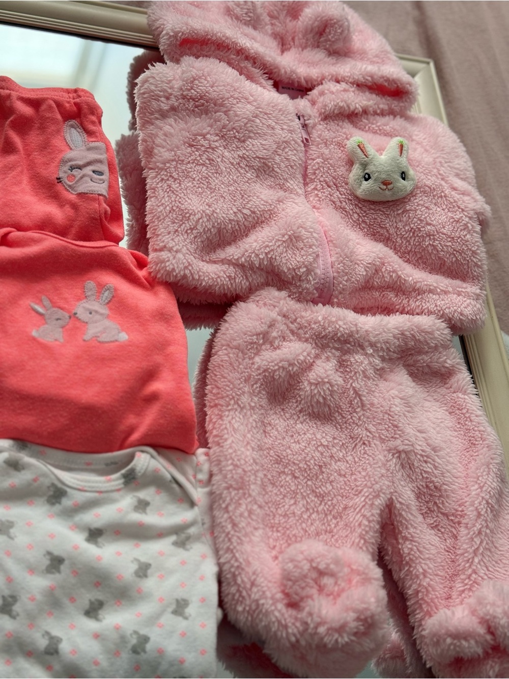 Cozy Pink Bunny Plush Kids Pajama Set